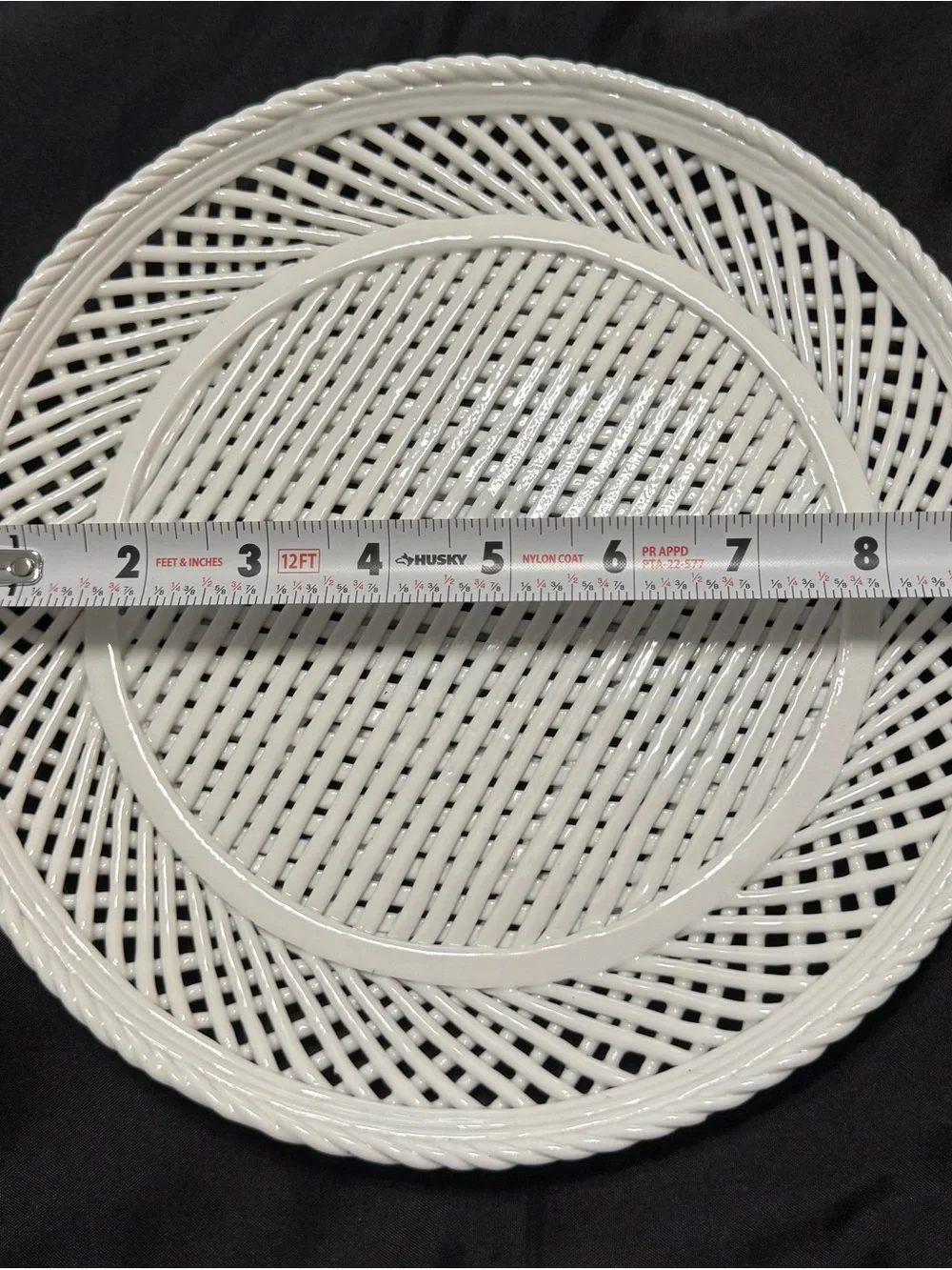 White Woven Porcelain Plates Set of 3 - Home Dining